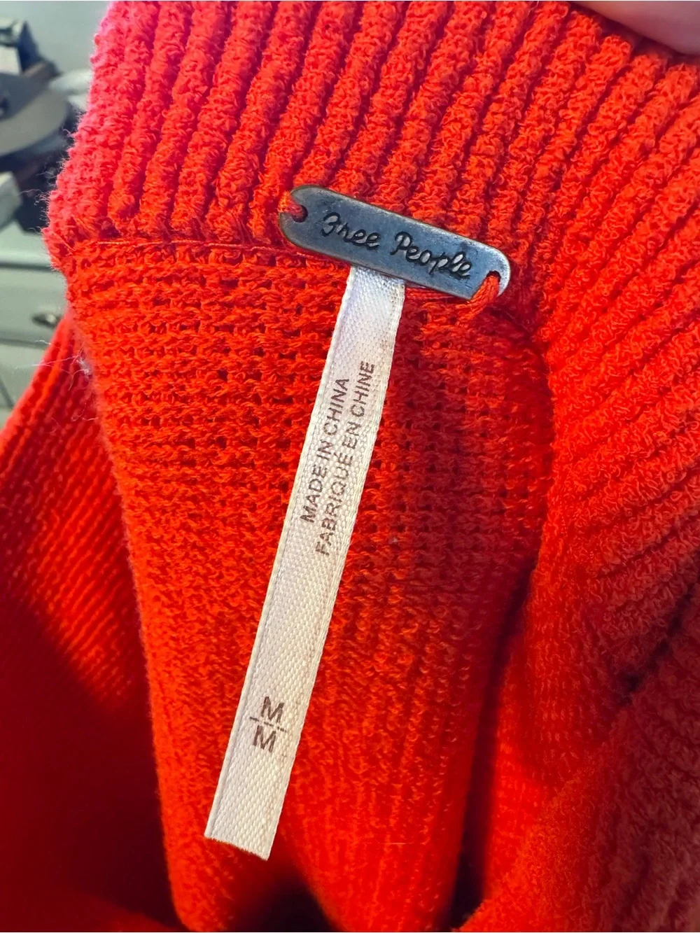 Free People Oversized Red Funnel Neck Sweater